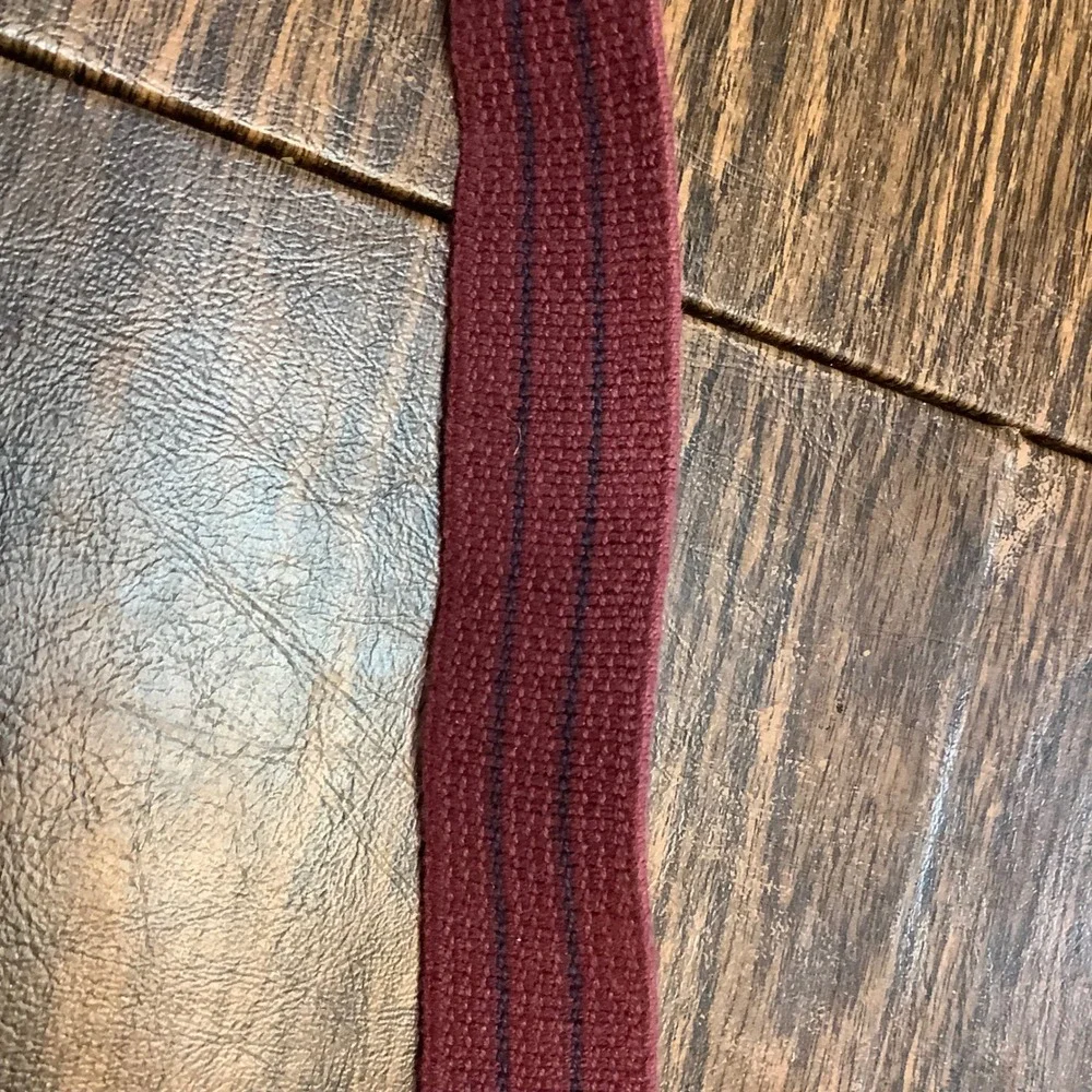 Vtg Izod Lacoste Mens Belt‎ 36 Burgundy Maroon Canvas Leather Stripe Surcingle